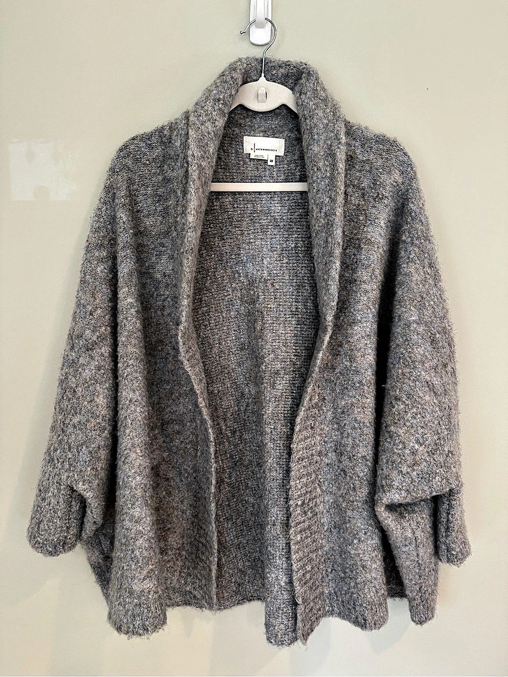 Anthropologie Oversized Bouclé Cardigan Gray Blue Taupe One Size